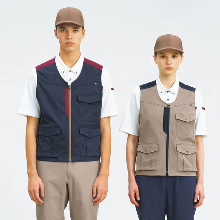 【ベスト制服 清掃員向け】男女兼用「ストレッチ＆速乾」制電  SS～5L 3色 / ビルメンテナンスユニフォーム