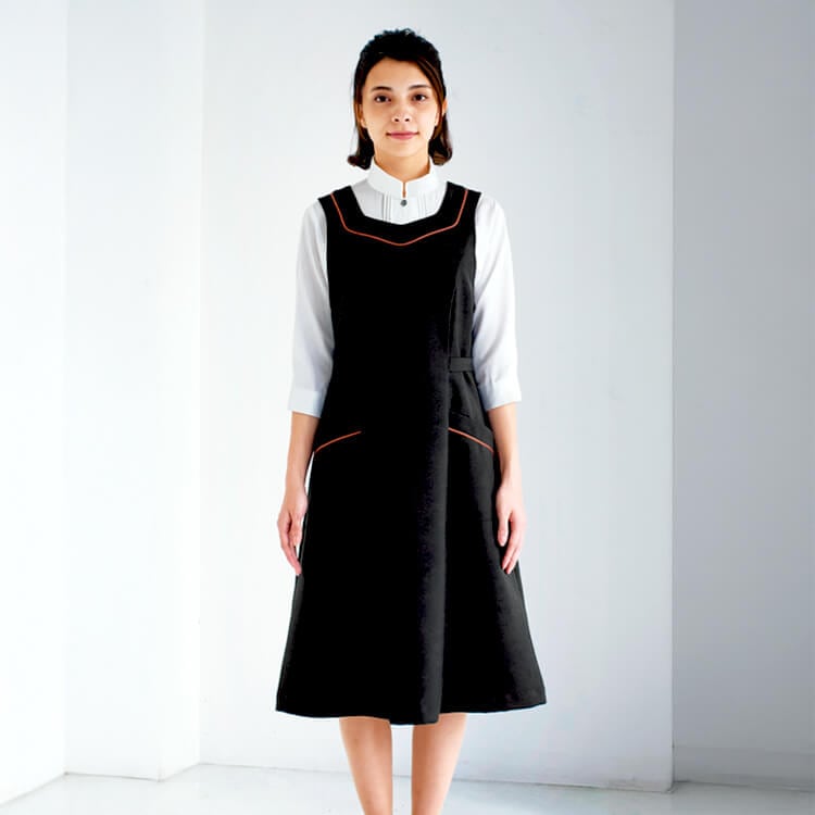 【ジャンパースカート】ストレッチ・制電 M～3L ブラウン ブラック色  販売員向け/ショップ店員制服