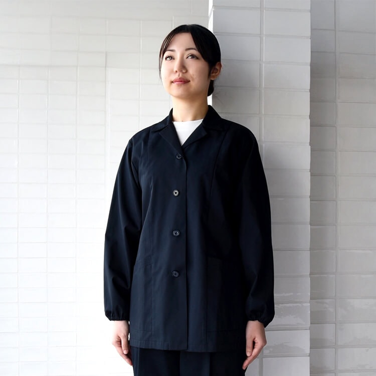 【スモック作業着 薄手】長袖  7～19号 ネイビー ホワイト  事務服/レディース作業服