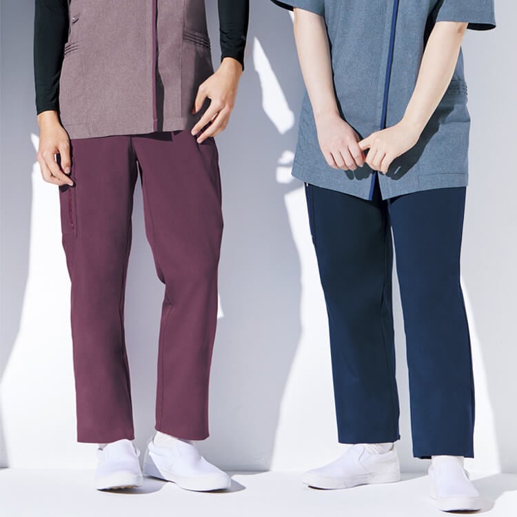 【スクラブパンツ 男女兼用】ストレッチ「制菌&制電」工業洗濯可 SS～5L 3色  医療用 / 医師白衣ズボン