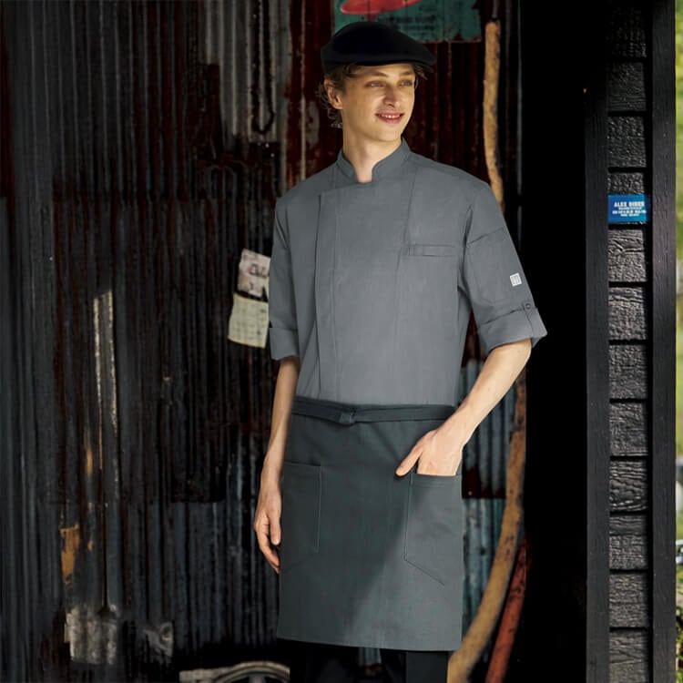 【ショートエプロン】綿100% 「丈夫なツイル素材」 丈47cm  フリーサイズ  4色  飲食店制服/業務用ユニフォーム
