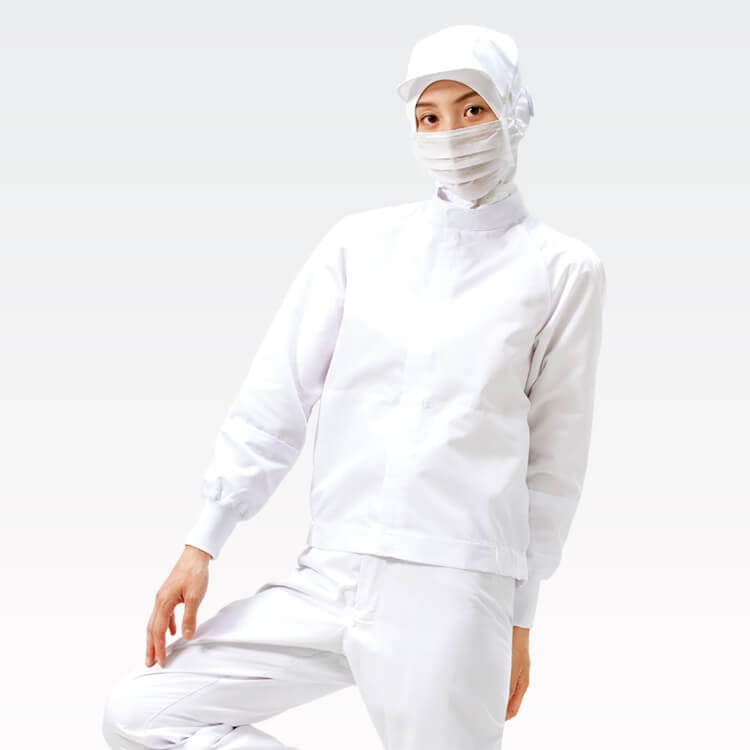 【食品工場 作業着ブルゾン】男女兼用「涼しい 薄手素材」異物混入防止・HACCP対応・吸汗速乾・制電 S～4L 3色 高温作業向け / 食品工場ユニフォーム