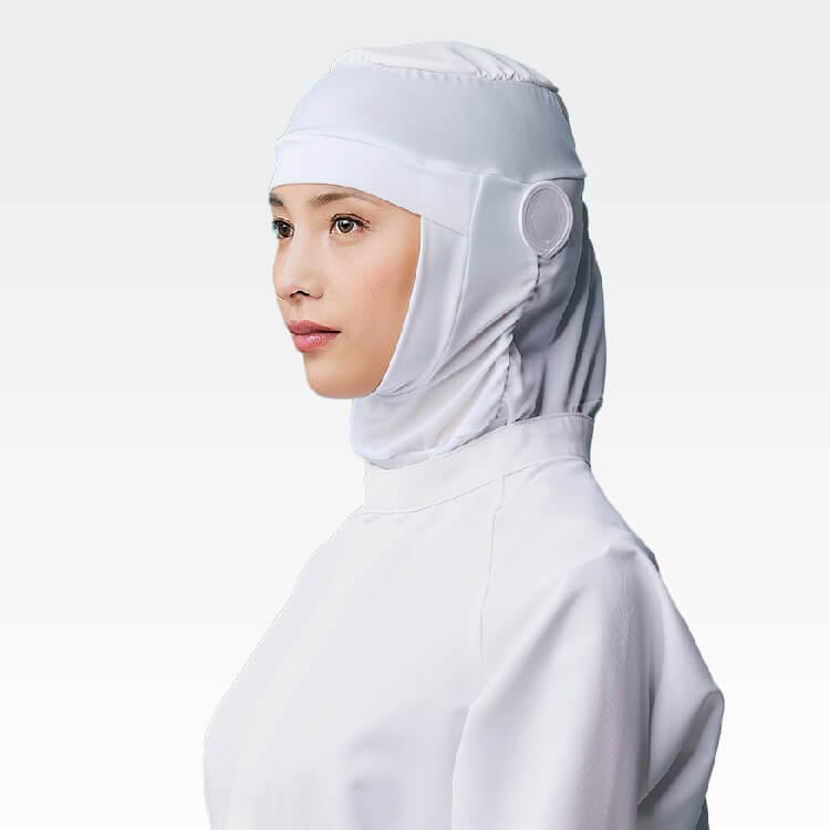 【食品工場 帽子】男女兼用「ツバなし 毛髪落下防止」制菌制電・吸汗速乾  F～LL / 衛生帽子 たれ付き
