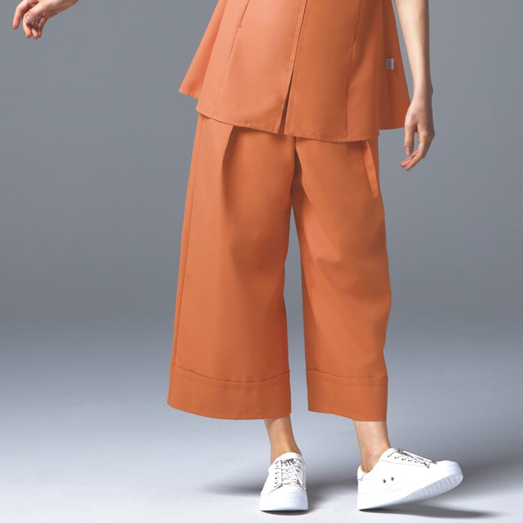 【エステ制服パンツ】制菌「透け防止＆メッシュ裏地付き」制電 SS～3L 4色  ワイドパンツ / 美容サロンユニフォーム