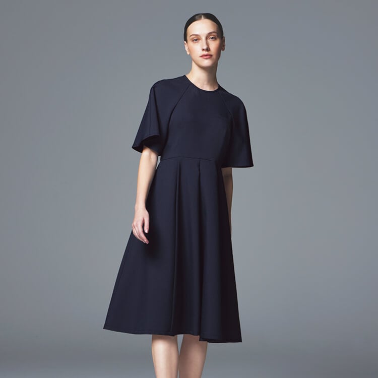 【エステユニフォーム ワンピース】ストレッチ「腕の上げ下げがスムーズ」制菌制電・吸汗速乾 SS～3L 3色 / 美容サロンユニフォーム