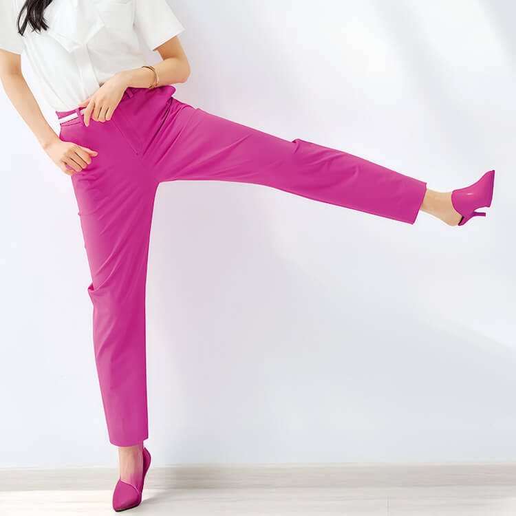 【オフィスカジュアル パンツ】夏服「ハイストレッチ」水をはじく素材・防汚加工・UVカット・防透 S～3L  二色/YUKI TORII