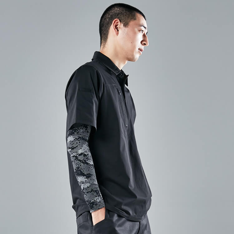 【アームコンプレッション】夏用・遮熱「接触冷感 マイナス10℃冷感！」UVカット90%・左右1セット・消臭・高通気性・M～LL ブラック色 /作業用腕カバー