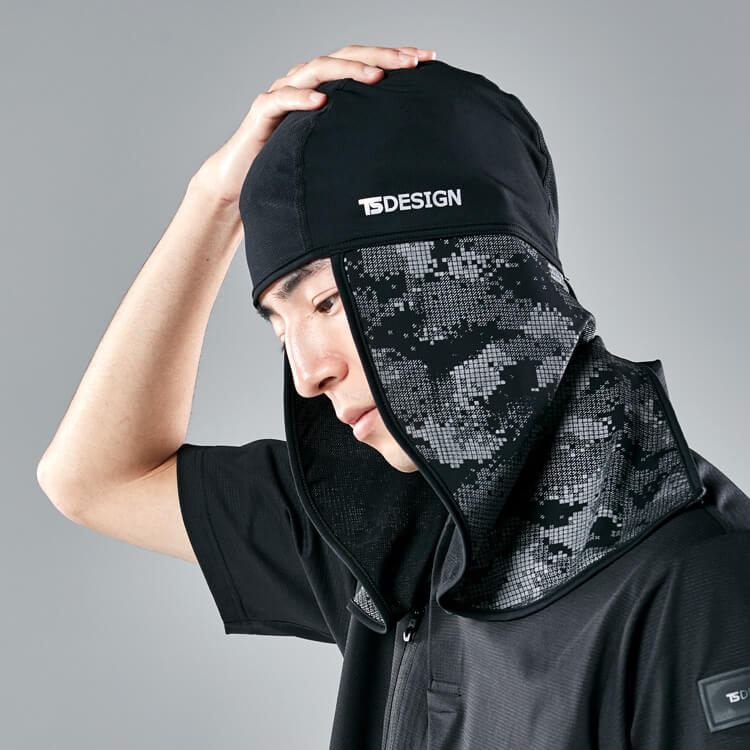 【バラクラバ 熱中症対策】遮熱「夏の日差しをブロックするインナーキャップ」UVカット90%・消臭・通気性・接触冷感 フリーサイズ / ブラック色 