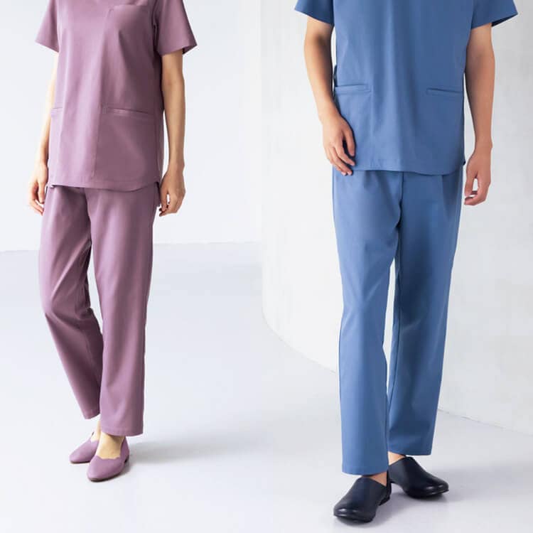 【スクラブパンツ】男女兼用・ストレッチ「すっきりしたシルエット」ECO素材・制菌加工・工業洗濯可・吸汗制電 SS～5L 5色/エステ制服 