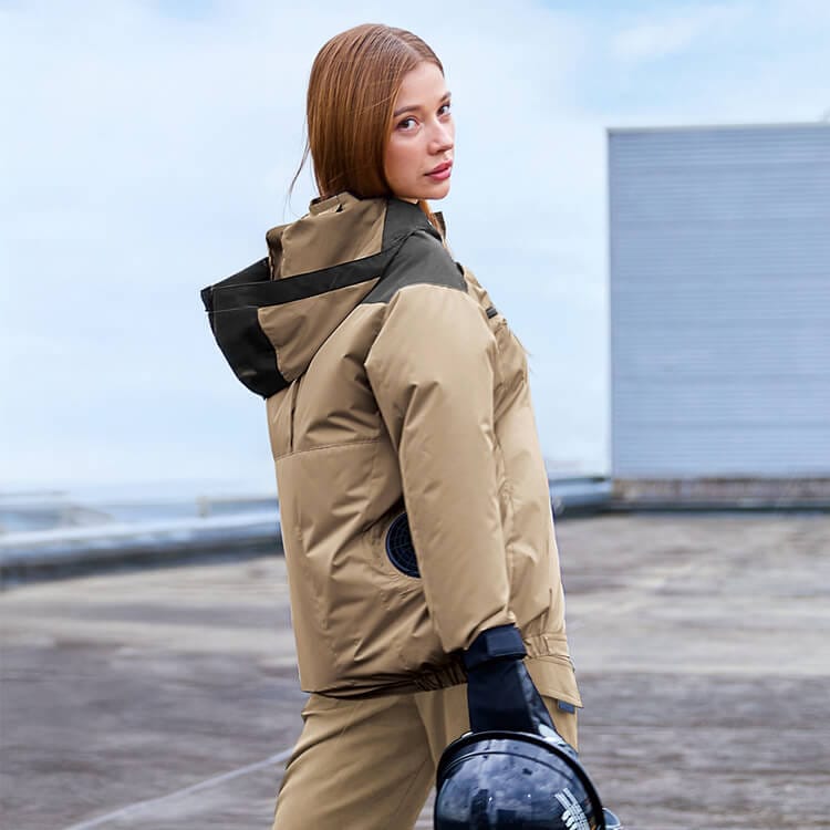 【空調風神服24Vセット】男女兼用・サイドファン「スマホで1V単位の風量調整できる」ハーネス対応・UVカット S～5L 5色 / ファン付き作業服