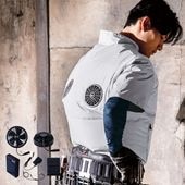 空調服ハイバックファン－半袖ブルゾン「背中ファンが効率的に風を