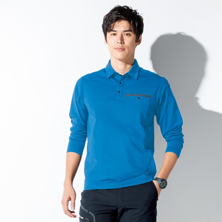 【長袖ポロシャツ作業服】男女兼用「エコマーク認定商品」 SS～5L  全4色 / 運送業ユニフォーム