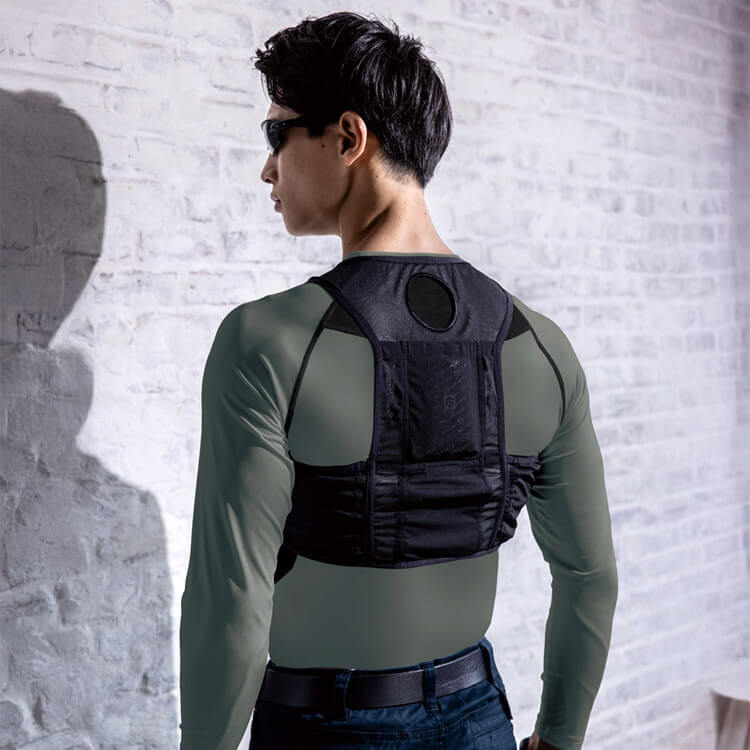 【アイスベスト 保冷剤付き】熱中症対策ウェア・男女兼用「ペルチェデバイス取付け可能」3サイズ / ブラック色 