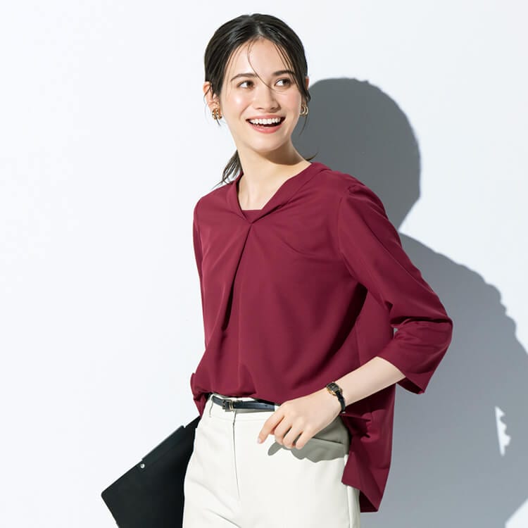 【オフィス制服プルオーバー 七分袖】オールシーズン「ストレッチ＆ECO素材」透け防止・SS～5L　全3色 / ジェーンパッカー