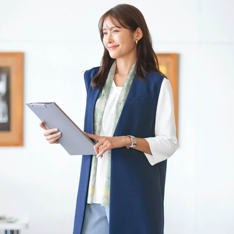 【ロングスカーフ】グリーン色・オフィス制服 / ジェーンパッカー (SEL79007)