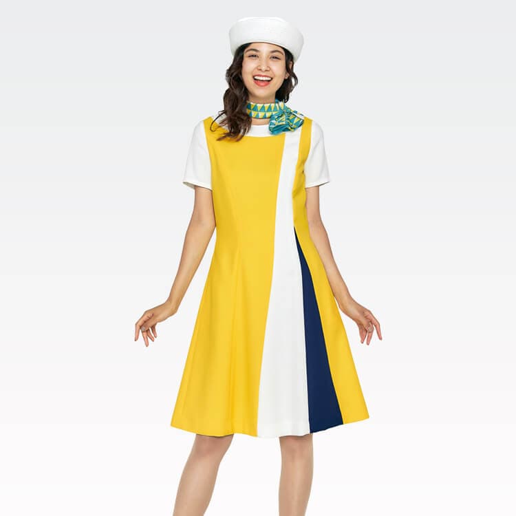 【インフォメーション制服ワンピース】夏服「白生地 防汚加工」全2色 7～13号 / アミューズメント施設受付