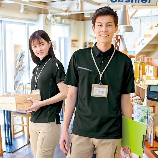 【作業ポロシャツ半袖 男女兼用】抗菌防臭「気化冷感＋接触冷感」吸汗速乾・UVカット SS～6L / 8色 