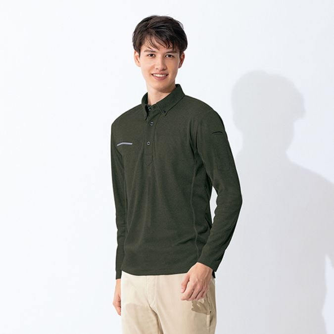 【作業ポロシャツ長袖】抗菌防臭「気化冷感＋接触冷感」吸汗速乾・UVカット 8色 SS～6L / 会社ユニフォーム