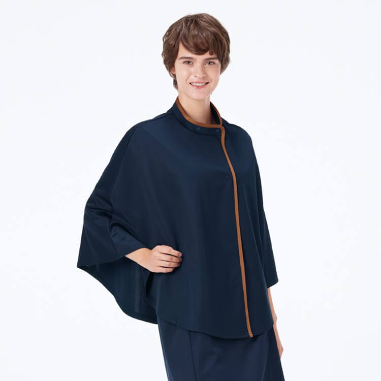 【患者着 検診ケープ】女性用「マンモグラフィー」M・LL  ネイビー色 / 検査衣