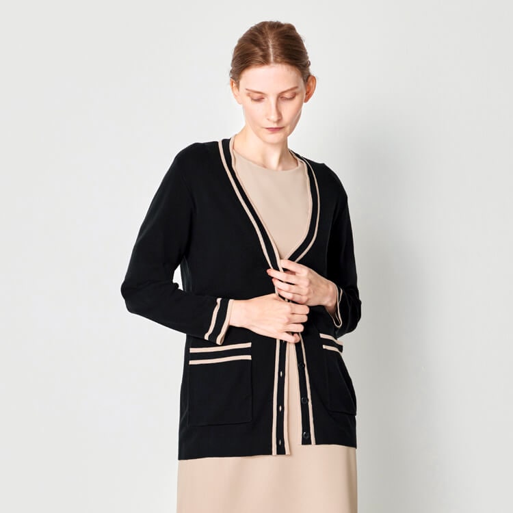 【カーディガン】「毛玉防止加工」ニットストレッチ　S～3L 2色 / ビューティーサロン制服