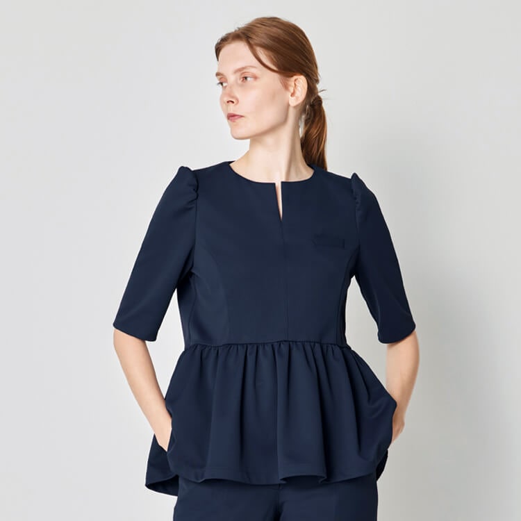 【エステ制服ジャケット】ストレッチ「SEK制菌＆透け防止」制電・工業洗濯対応 SS～3L 2色 / ビューティーサロンユニフォーム