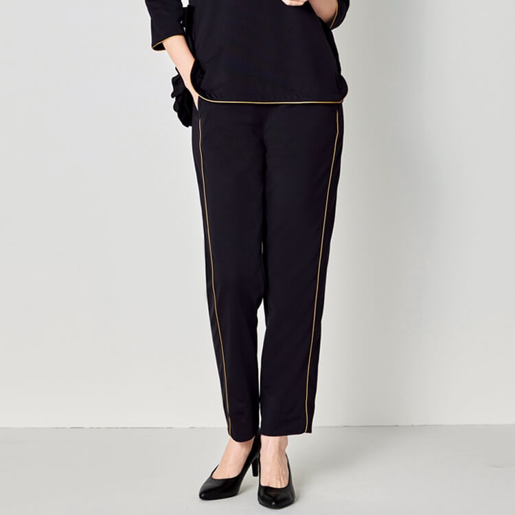 【エステ制服パンツ】ストレッチ素材・SEK制菌  SS～3L ネイビー ブラック色 施術着/ビューティーサロンユニフォーム