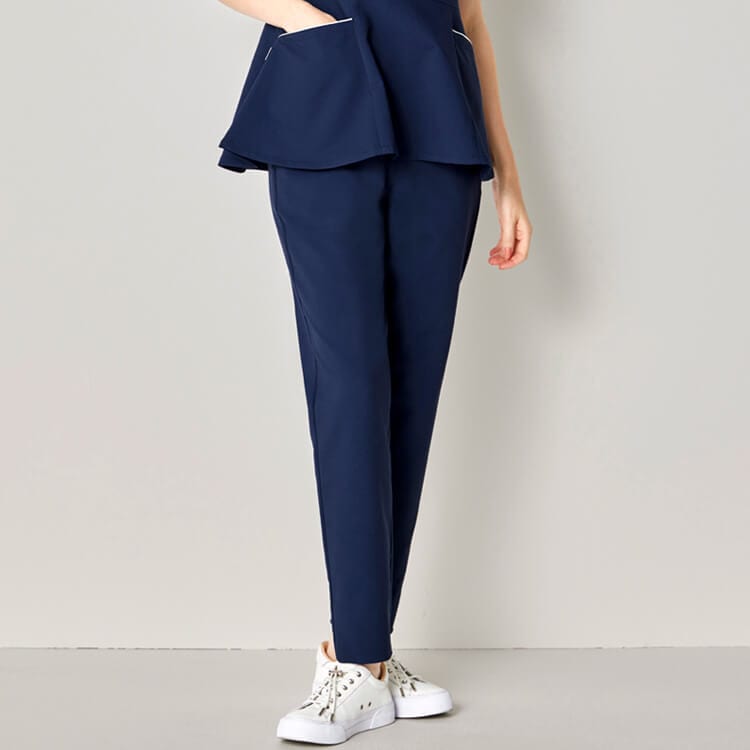 【スクラブパンツ 男女兼用】ストレッチ「SEK制菌＆制電」工業洗濯対応 3S～3L ネイビー ブラック色 / 施術用ズボン