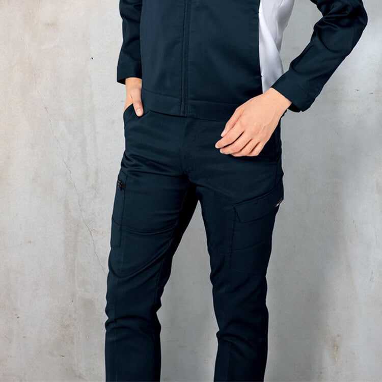 【作業着カーゴパンツ メンズ】夏服「伸長率13.8% ストレッチ素材」ECOマーク認定・帯電防止 W70～120 5色 / 作業ユニフォーム