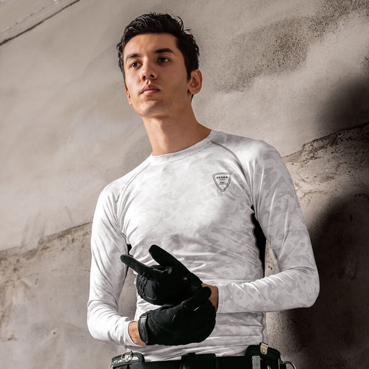 【作業服インナー長袖 夏用】男女兼用・接触冷感・消臭・吸汗速乾 S～4L 4色 / インナーコンプレッション