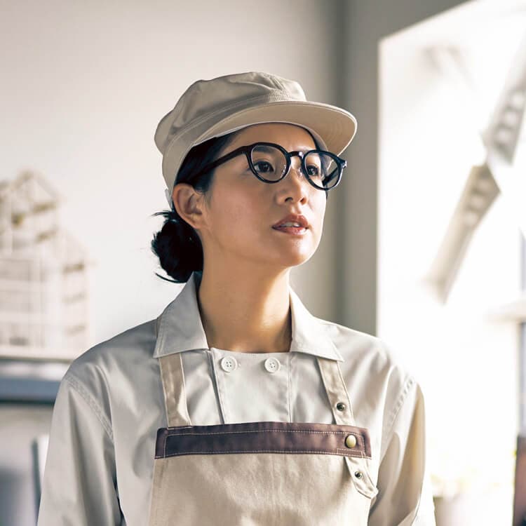 【飲食店帽子】綿100「後ろベルト調整」オックス生地・フリーサイズ　ベージュ、ブラウン、モカ色 / スタッフユニフォーム (BOMFA9676)