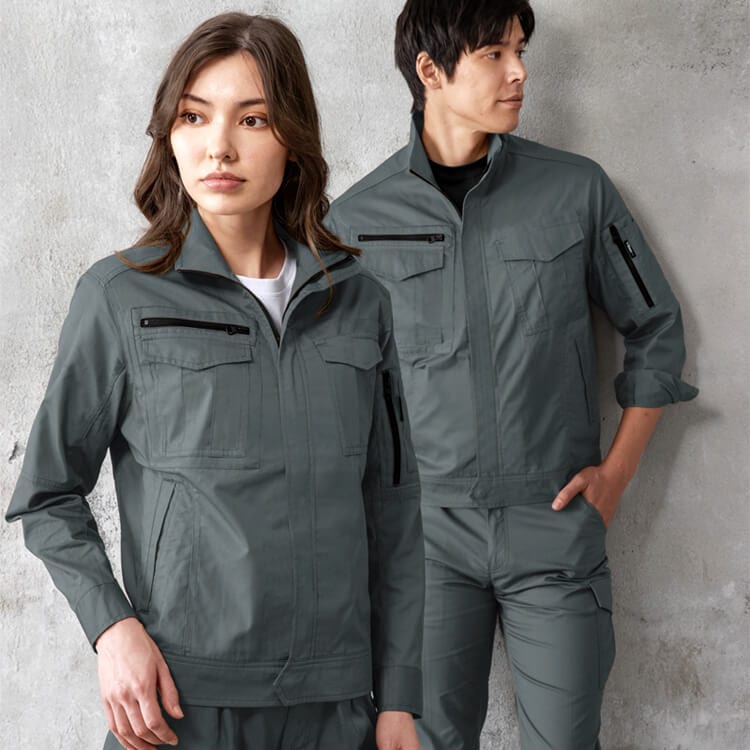 【作業服ブルゾン レディース】夏服・綿100「脇汗パット付き」吸水 7～19号 4色 溶接作業/工場ユニフォーム (GIB2018)