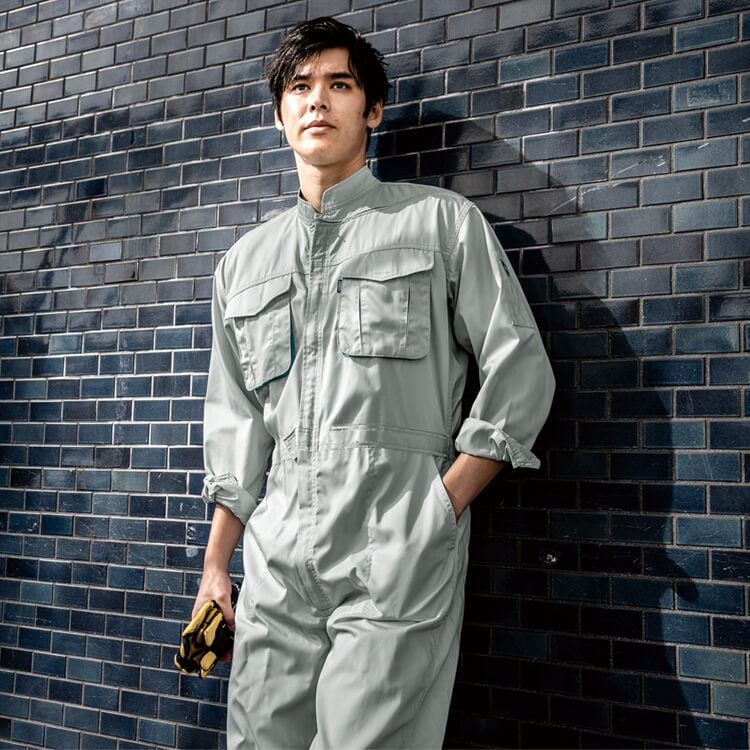 【ツナギ作業服 男女兼用】夏用「抗菌防臭素材」帯電防止 S～5L 4色  修理工場/整備士作業着 (GIB1298)