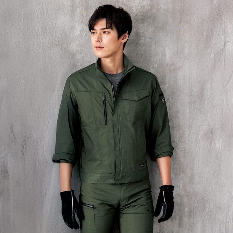 【作業服ブルゾン夏用】男女兼用「接触冷感」JIS帯電防止・エコマーク認定 SS～6L 4色 / 現場作業着 (GIB1774)