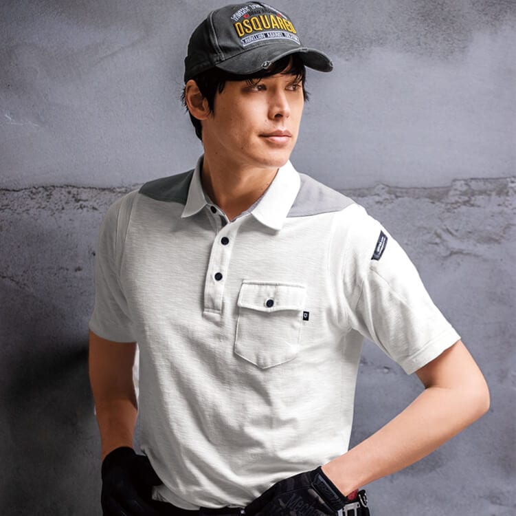 【作業服ポロシャツ半袖】「消臭＆ストレッチ素材」S～5L 5色 / 現場作業ユニフォーム (GIB6050)