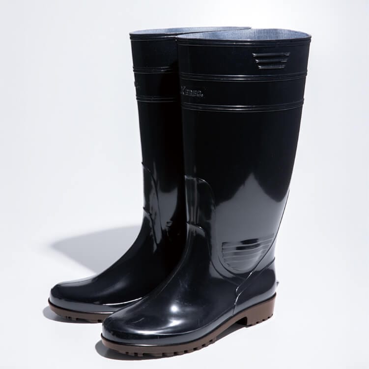 【作業長靴 ロング丈】PVC素材「抗菌加工」耐油・耐滑  22～30cm ホワイト ブラック色 