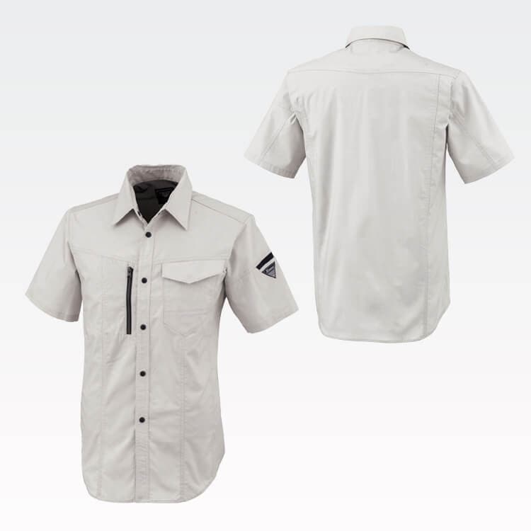 【作業服半袖シャツ】夏用・男女兼用「接触冷感」JIS帯電防止・ストレッチ SS～6L 4色 / 作業ユニフォーム