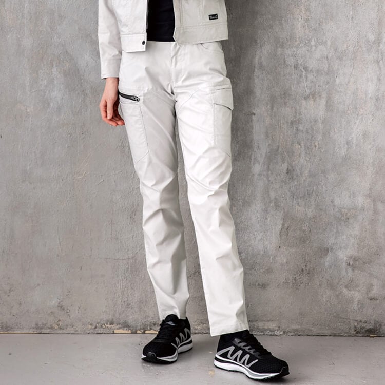 【作業服カーゴパンツ レディース】夏用・ストレッチ「接触冷感」JIS制電・ECO素材 7～19号 4色 / 作業ユニフォーム