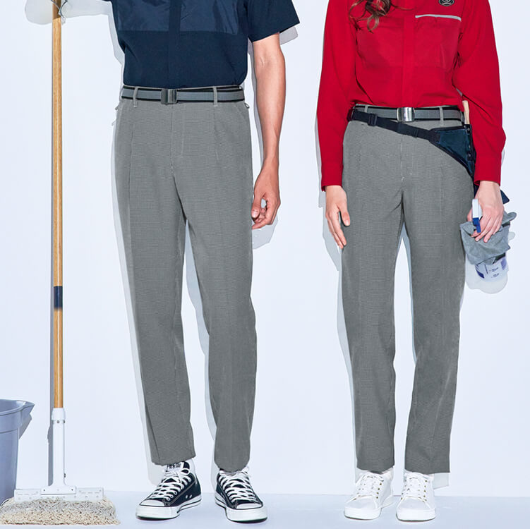 【清掃制服パンツ 男女兼用】オールシーズン「水や油をはじく防汚素材」ストレッチ・ウエストゴム 3S～6L / 作業用ユニフォーム