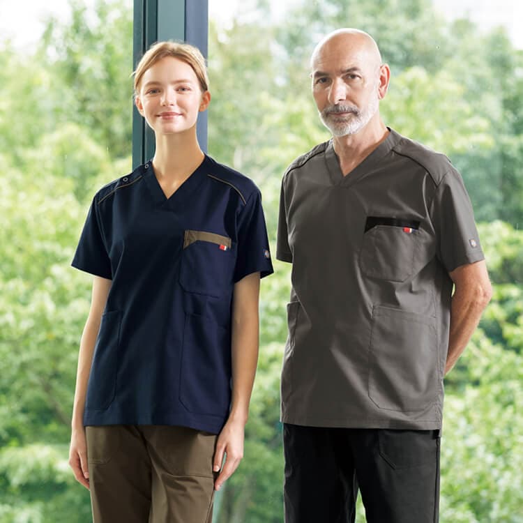 【ディッキーズ スクラブ白衣】男女兼用「動きやすい ナチュラルストレッチ」制電 SS～4L 3色 / 医療用ユニフォーム