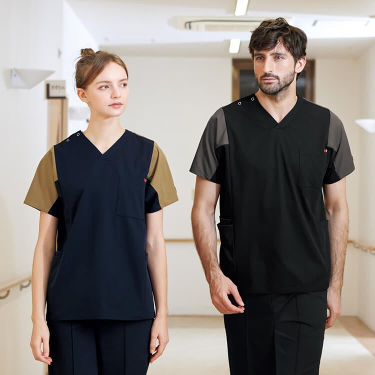 【ディッキーズスクラブ白衣】男女兼用・ストレッチ「着丈短め」吸汗速乾 SS～4L 2色 / 医療用ユニフォーム