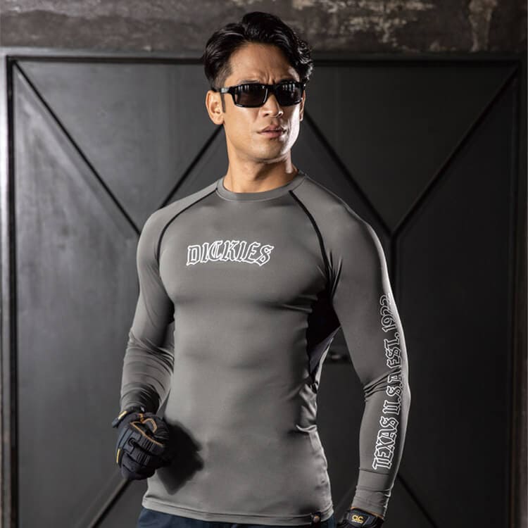 【作業服インナー夏用】長袖・UVカット「高通気＆接触冷感」2色 S～4XL  作業着/ディッキーズ