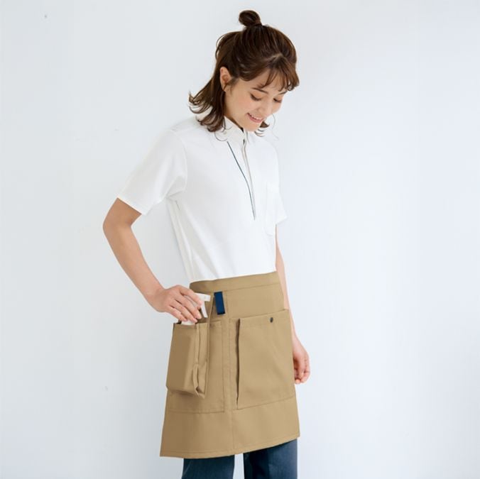 【作業エプロンショート丈】抗菌「消臭＆防汚」3色 フリーサイズ / スタッフユニフォーム (SEL6983)