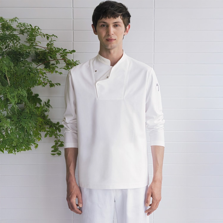 【レストラン制服長袖】男女兼用「漂白剤に強い素材」SS～3L 5色 キッチン/飲食店ユニフォーム (HYS2145)