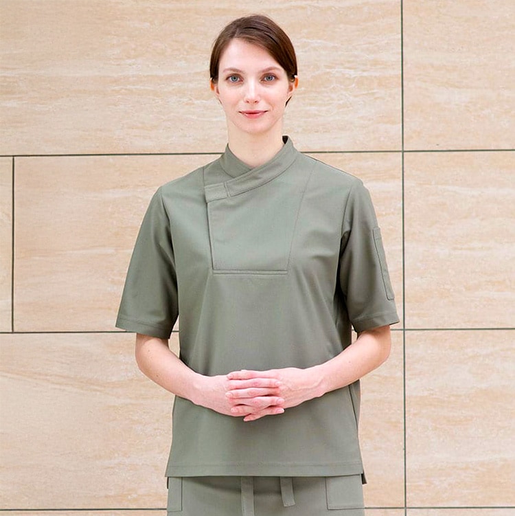 【レストラン制服半袖】男女兼用「漂白剤に強い素材」 SS～3L 5色 / 飲食店ユニフォーム