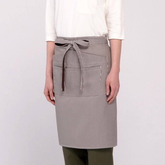 【飲食店 サロンエプロン】防汚「ストライプ」制電・フリーサイズ  3色 / カフェ制服