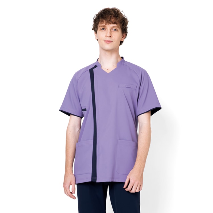 【医療白衣半袖 メンズ】SEK制菌「ストレッチ＆透け防止」工業洗濯可・制電・防汚 S～5L 6色 / 医療用ユニフォーム