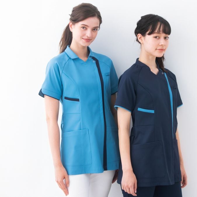 【ケーシー白衣 レディース】SEK制菌「透け防止＆ストレッチ」工業洗濯可・制電・防汚  S～4L 8色 / 医療用ユニフォーム