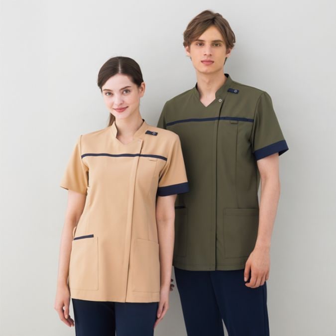 【医療用ユニフォーム】男女兼用・ストレッチ「SEK制菌＆透け防止」工業洗濯可・制電防汚  SS～5L 9色 / ナースウェア