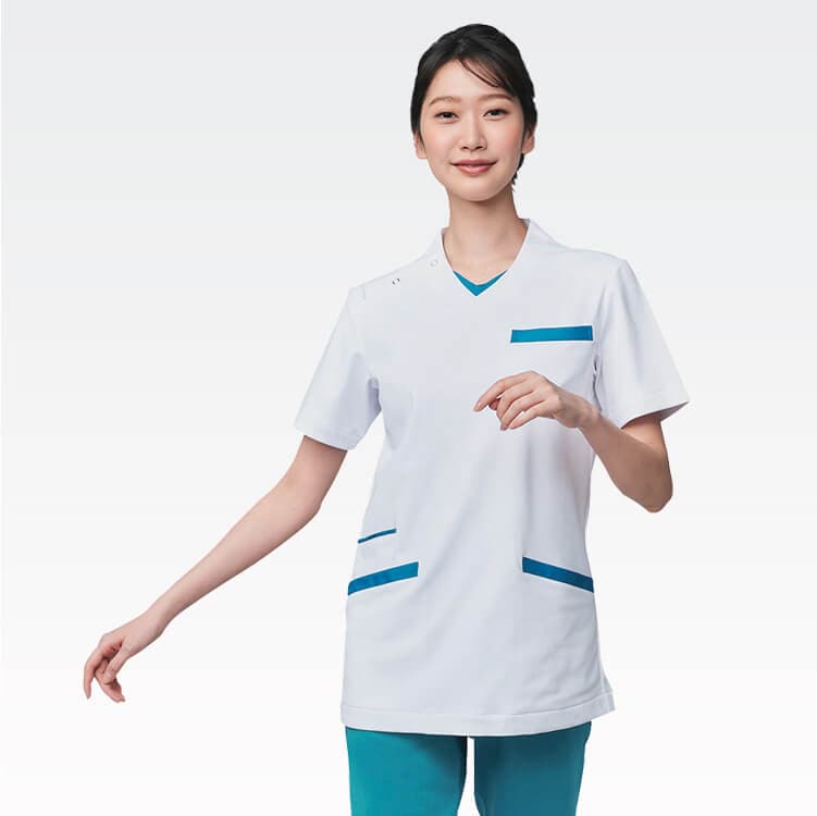 【医療用スクラブ白衣 男女兼用】透け防止「ハイパーストレッチ素材」制菌 SS～9L 3色 / ナースウェア