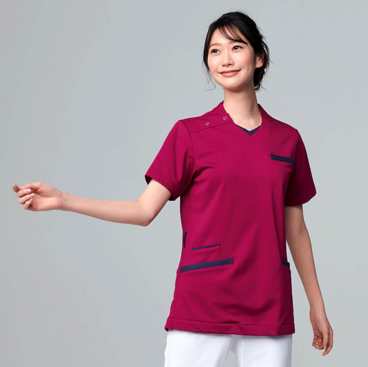 【医療用スクラブ 男女兼用】防汚「伸びるワープニット素材」吸汗速乾 SS～9L 4色 / ナースウェア